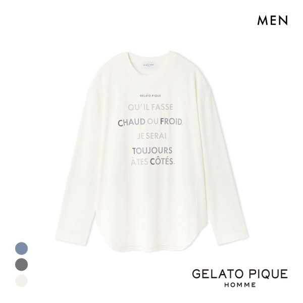 ジェラートピケ オム メンズ カラーワンポイントシャツテールロンT ジェラピケ パジャマ ルームウェア gelato pique HOMME