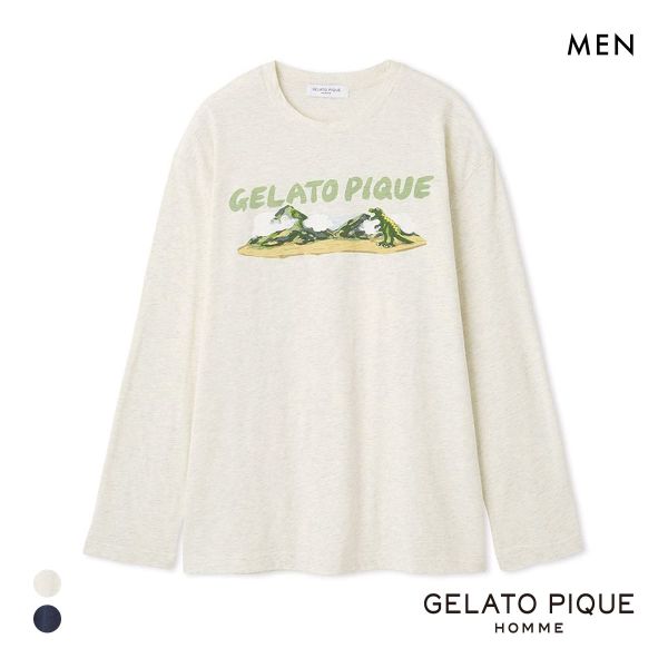 ジェラートピケ オム メンズ スラブダイナソーロンT ジェラピケ パジャマ ルームウェア gelato pique HOMME ジェラートピケ オム メンズ スラブダイナソーロンT ジェラピケ パジャマ ルームウェア gelato pique HOMME