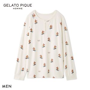 ジェラートピケ オム メンズ HOLIDAY ジェラートスキーベア柄ロングTシャツ ジェラピケ パジャマ ルームウェア gelato pique HOMME