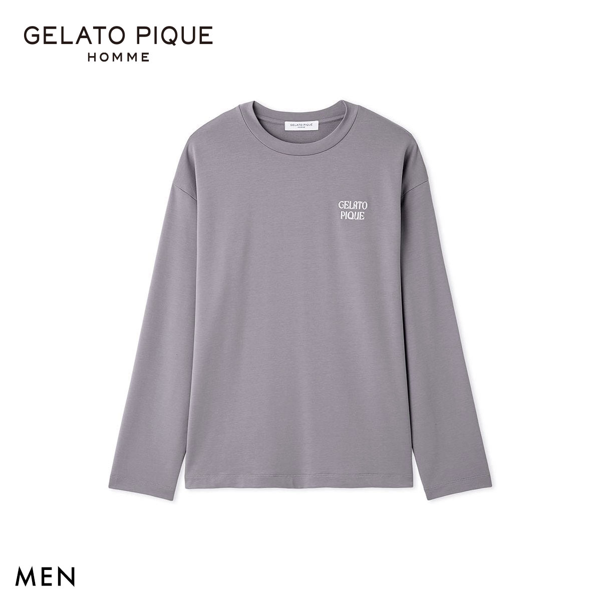 ジェラートピケ オム メンズ インレイロゴロンT ジェラピケ パジャマ ルームウェア gelato pique HOMME(GY-グレー-M)