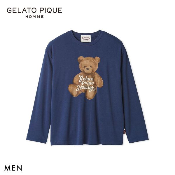 ジェラートピケ オム メンズ HOLIDAY ベアワンポイントロングTシャツ ジェラピケ パジャマ ルームウェア gelato pique HOMME