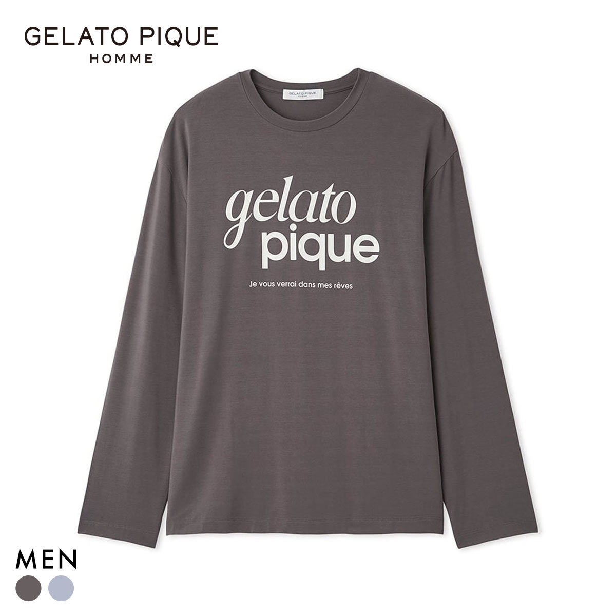 ジェラートピケ オム メンズ ロゴワンポイントプリントロンT ジェラピケ パジャマ ルームウェア gelato pique HOMME
