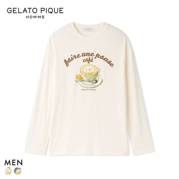 ジェラートピケ オム メンズ ベアラテワンポイントプリントロングTシャツ ジェラピケ パジャマ ルームウェア gelato pique HOMME