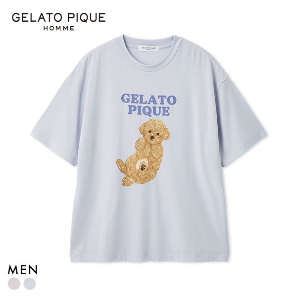 ジェラートピケ オム メンズ ドッグワンポイントTシャツ ジェラピケ パジャマ GELATO PIQUE HOMME
