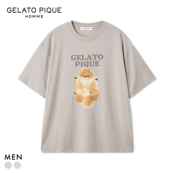 ジェラートピケ オム メンズ ドッグワンポイントTシャツ ジェラピケ パジャマ GELATO PIQUE HOMME