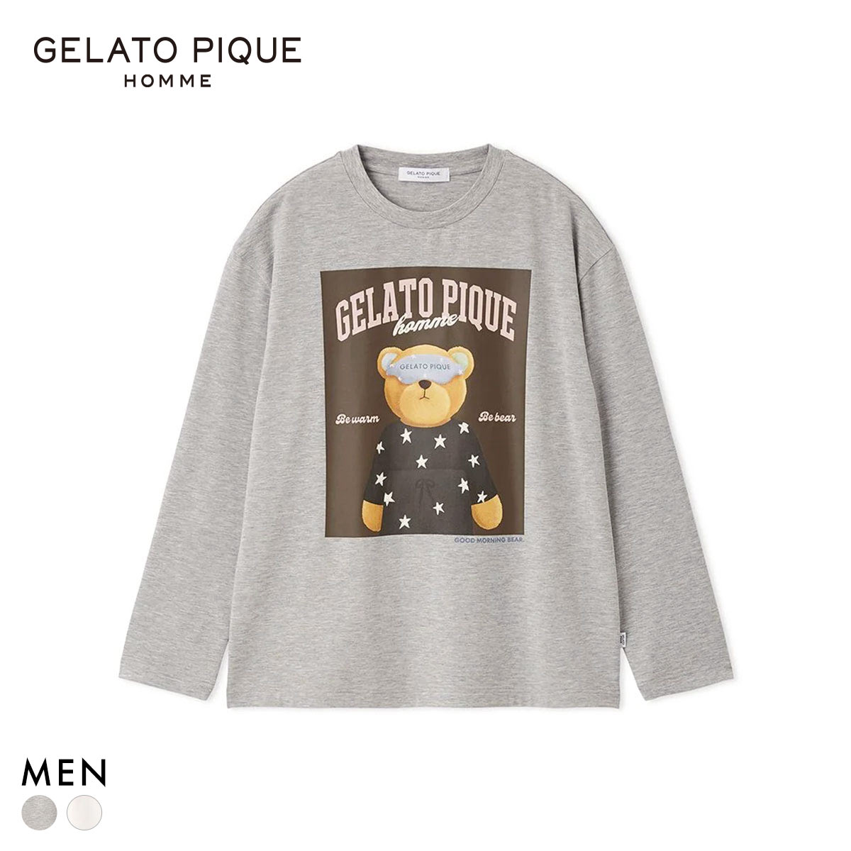 ジェラートピケ オム メンズ グッドモーニングベアレーヨンロンT ジェラピケ パジャマ ルームウェア gelato pique HOMME(GY-グレー-M)