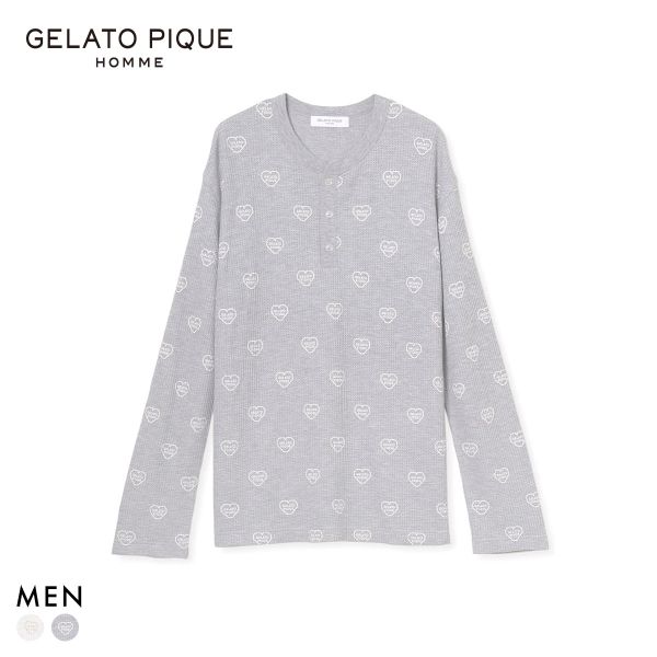 ジェラートピケ オム メンズ ワッフルヘンリーネックロンT ジェラピケ パジャマ ルームウェア gelato pique HOMME