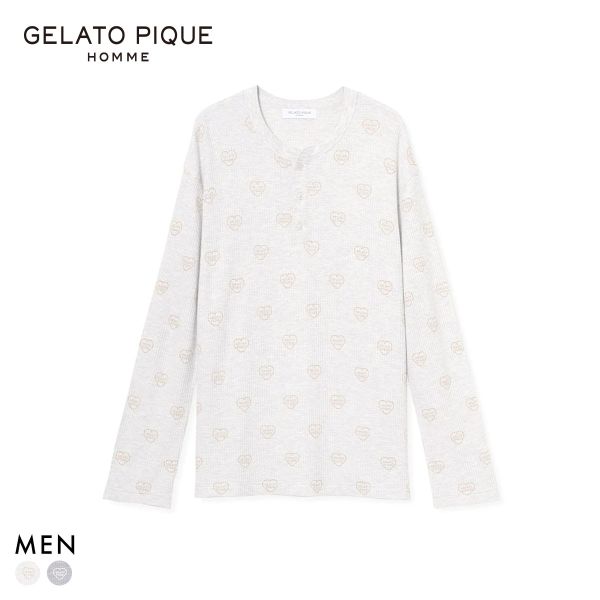 ジェラートピケ オム メンズ ワッフルヘンリーネックロンT ジェラピケ パジャマ ルームウェア gelato pique HOMME