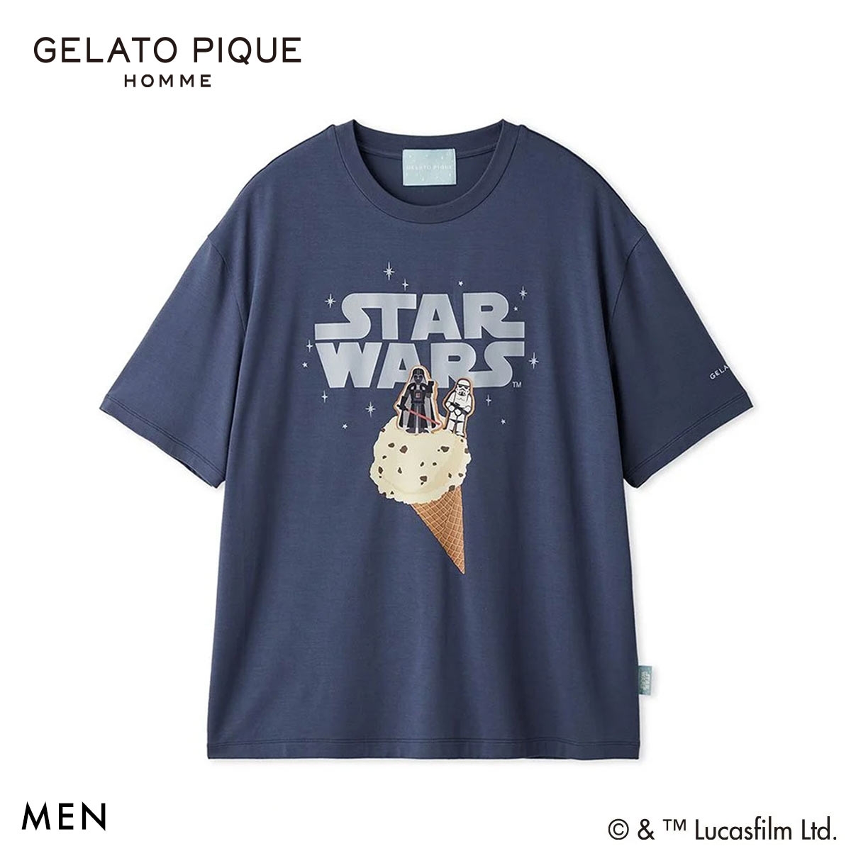 ジェラートピケ STAR WARS オム メンズ ワンポイントTシャツ ジェラピケ スターウォーズ パジャマ GELATO PIQUE HOMME(NV-ネイビー-M)