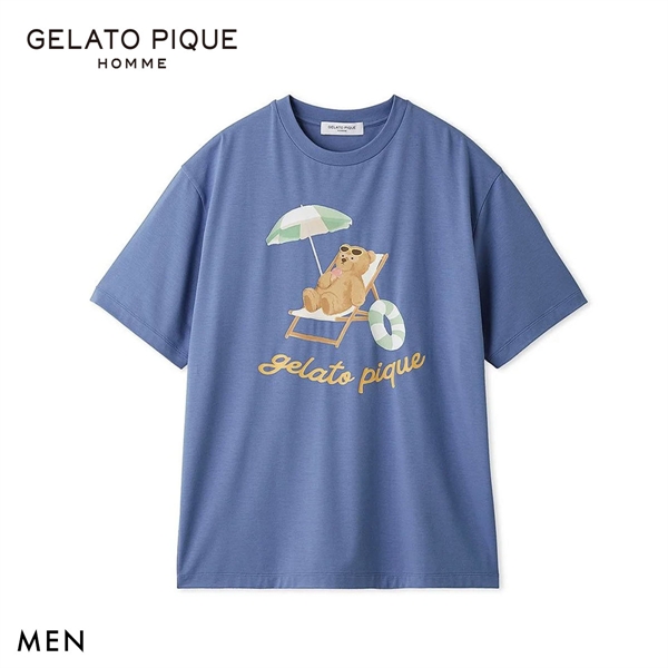 ジェラートピケ オム メンズ 接触冷感 サマーベアワンポイントTシャツ ジェラピケ パジャマ GELATO PIQUE HOMME