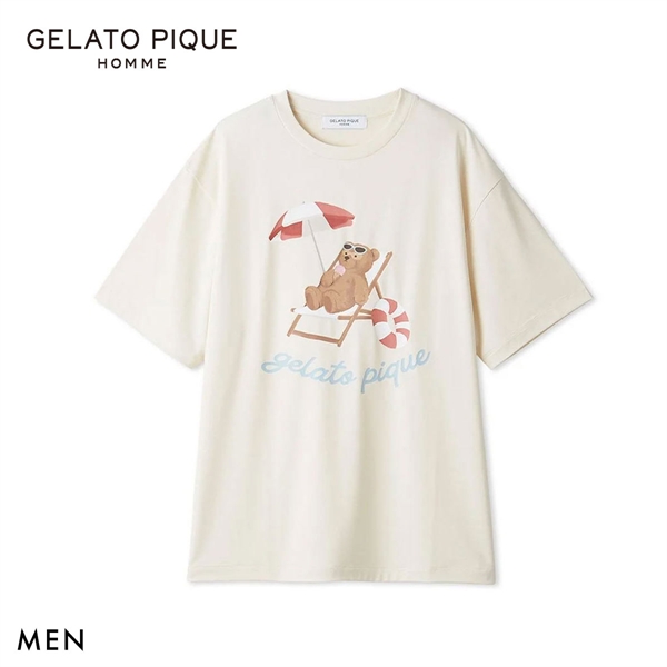 ジェラートピケ オム メンズ 接触冷感 サマーベアワンポイントTシャツ ジェラピケ パジャマ GELATO PIQUE HOMME