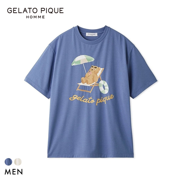 ジェラートピケ オム メンズ 接触冷感 サマーベアワンポイントTシャツ ジェラピケ パジャマ GELATO PIQUE HOMME
