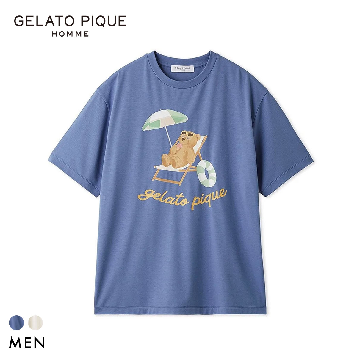ジェラートピケ オム メンズ 接触冷感 サマーベアワンポイントTシャツ ジェラピケ パジャマ GELATO PIQUE HOMME