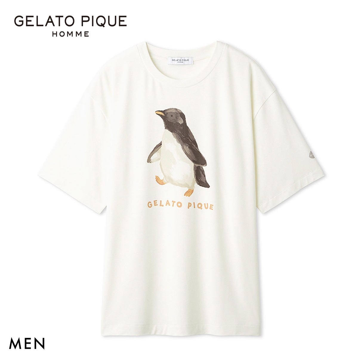 ジェラートピケ オム メンズ 接触冷感 シーアニマル柄ワンポイントTシャツ ジェラピケ パジャマ ルームウェア GELATO PIQUE HOMME(YE-イエロー-M)