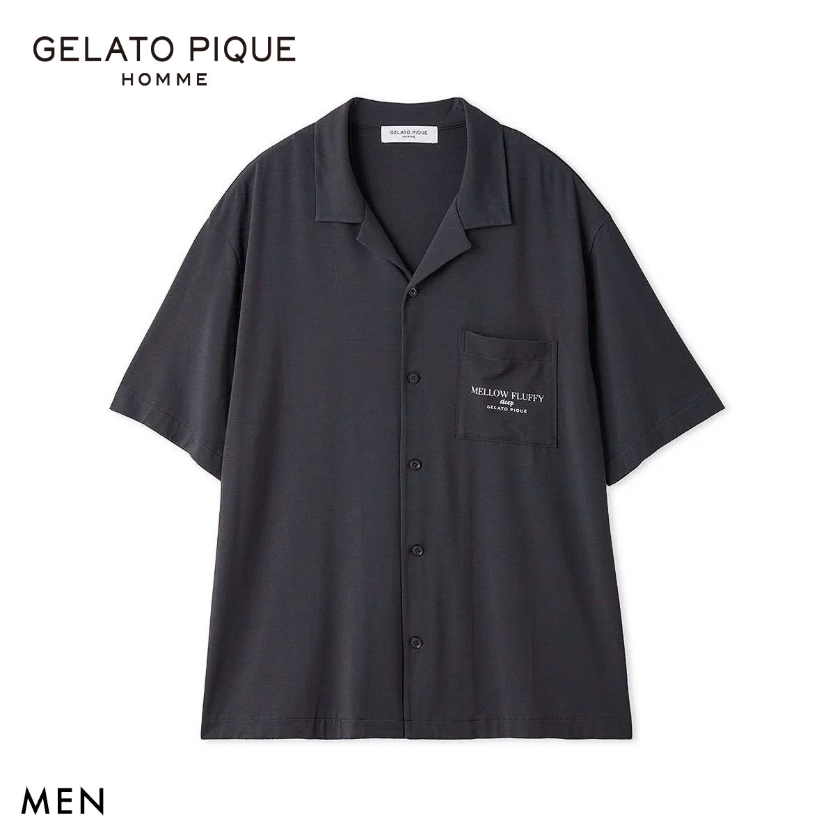 ジェラートピケ オム メンズ 接触冷感 COOLレーヨンロゴシャツ ジェラピケ パジャマ GELATO PIQUE HOMME(DGY-濃グレー-M)