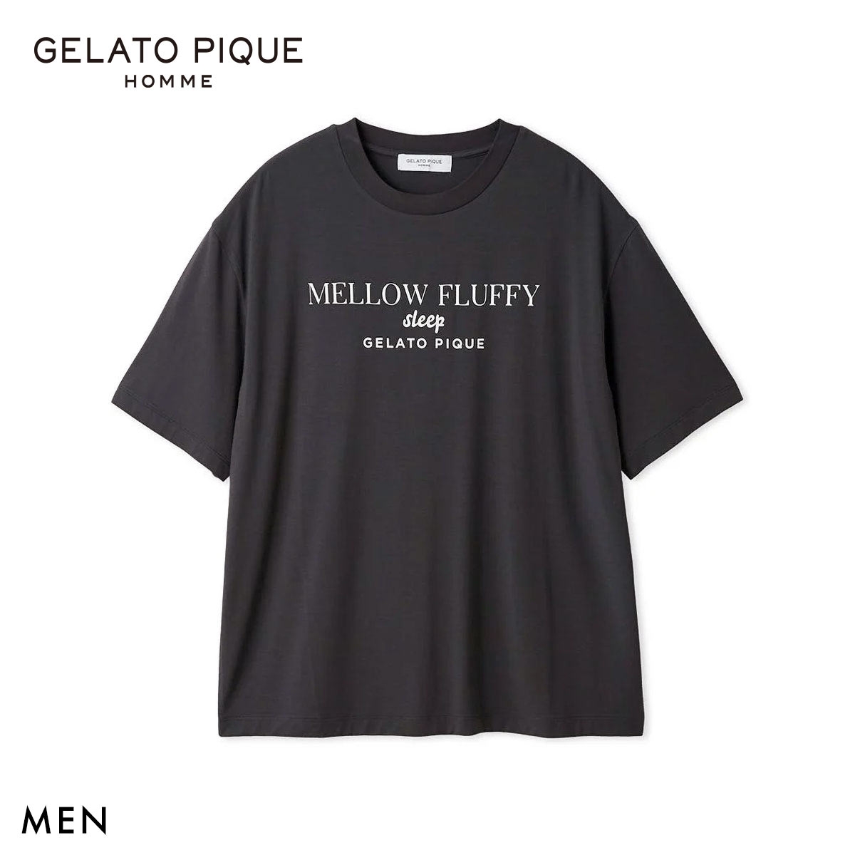 ジェラートピケ オム メンズ 接触冷感 COOLレーヨンロゴTシャツ ジェラピケ パジャマ GELATO PIQUE HOMME(DGY-濃グレー-M)