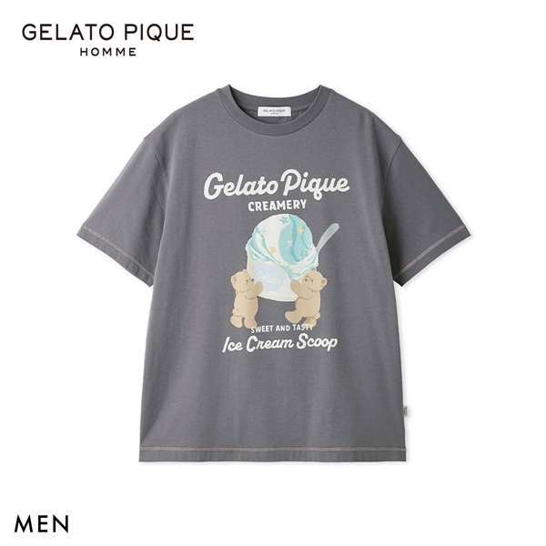 ジェラートピケ オム メンズ アイスクリームベアワンポイントTシャツ ジェラピケ ルームウェア GELATO PIQUE HOMME