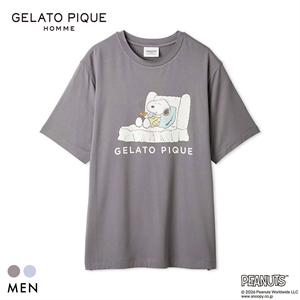 ジェラートピケ オム PEANUTS メンズ 接触冷感 ワンポイントTシャツ スヌーピー SNOOPY ジェラピケ パジャマ GELATO PIQUE HOMME