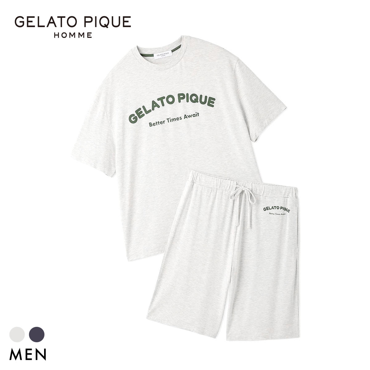 ジェラートピケ オム メンズ 接触冷感 カジュアルレーヨンロゴTシャツ＆ハーフパンツセット ジェラピケ ルームウェア gelato pique HOMME