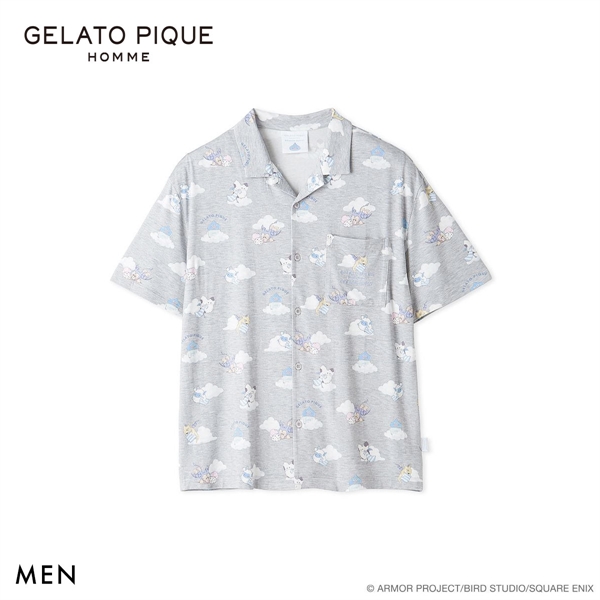 ジェラートピケ オム メンズ ドラゴンクエスト 総柄半袖シャツ ジェラピケ パジャマ ルームウェア GELATO PIQUE DRAGON QUEST HOMME