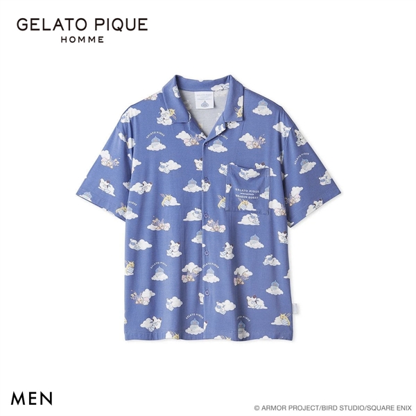 ジェラートピケ オム メンズ ドラゴンクエスト 総柄半袖シャツ ジェラピケ パジャマ ルームウェア GELATO PIQUE DRAGON QUEST HOMME
