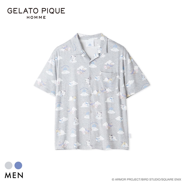 ジェラートピケ オム メンズ ドラゴンクエスト 総柄半袖シャツ ジェラピケ パジャマ ルームウェア GELATO PIQUE DRAGON QUEST HOMME