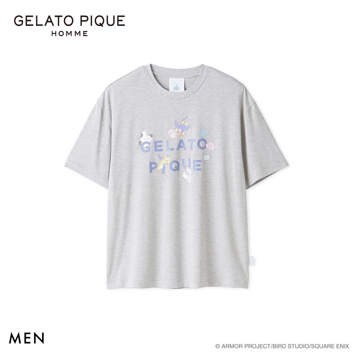 ジェラートピケ オム メンズ ドラゴンクエスト ワンポイントTシャツ ジェラピケ パジャマ ルームウェア GELATO PIQUE DRAGON QUEST HOMME(GY-グレー-M)