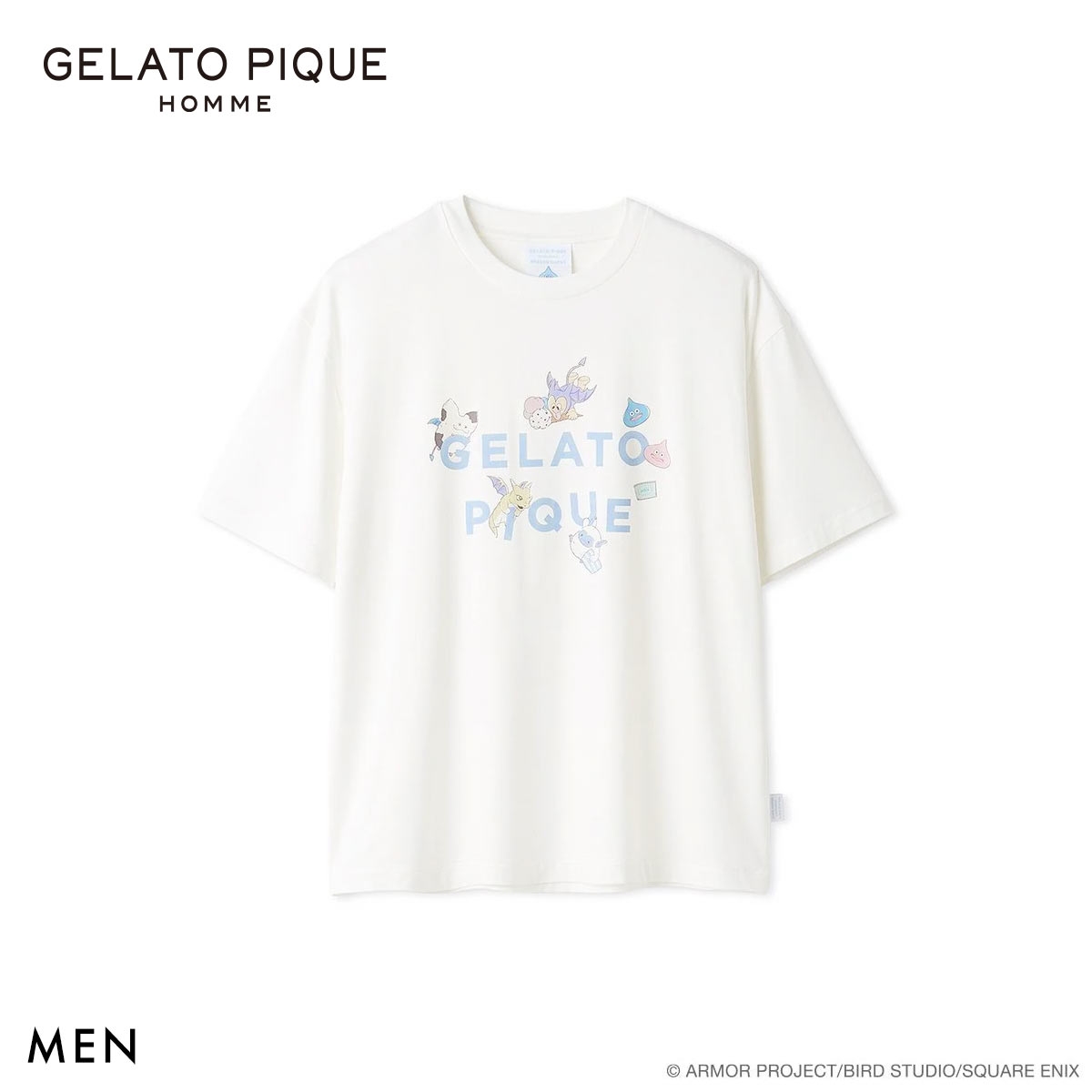 ジェラートピケ オム メンズ ドラゴンクエスト ワンポイントTシャツ ジェラピケ パジャマ ルームウェア GELATO PIQUE DRAGON QUEST HOMME(OW-オフホワイト-M)
