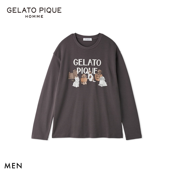 ジェラートピケ オム メンズ HALLOWEEN ナイトパレードDOGSワンポイントロンT ジェラピケ パジャマ GELATO PIQUE HOMME ハロウィン