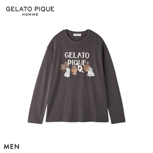 ジェラートピケ オム メンズ HALLOWEEN ナイトパレードDOGSワンポイントロンT ジェラピケ パジャマ GELATO PIQUE HOMME ハロウィン