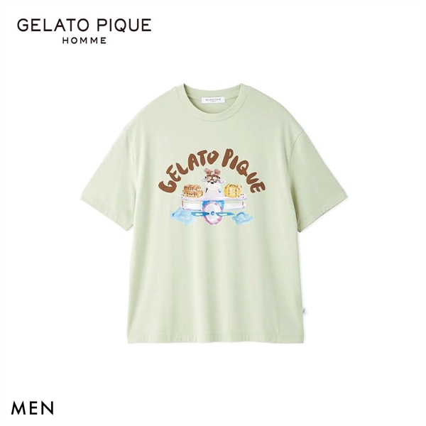 ジェラートピケ オム メンズ ヒラノトシユキ 接触冷感 PLANEDOGワンポイントプリントTシャツ ジェラピケ パジャマ GELATO PIQUE HOMME