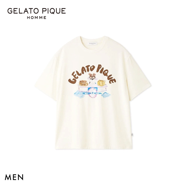 ジェラートピケ オム メンズ ヒラノトシユキ 接触冷感 PLANEDOGワンポイントプリントTシャツ ジェラピケ パジャマ GELATO PIQUE HOMME