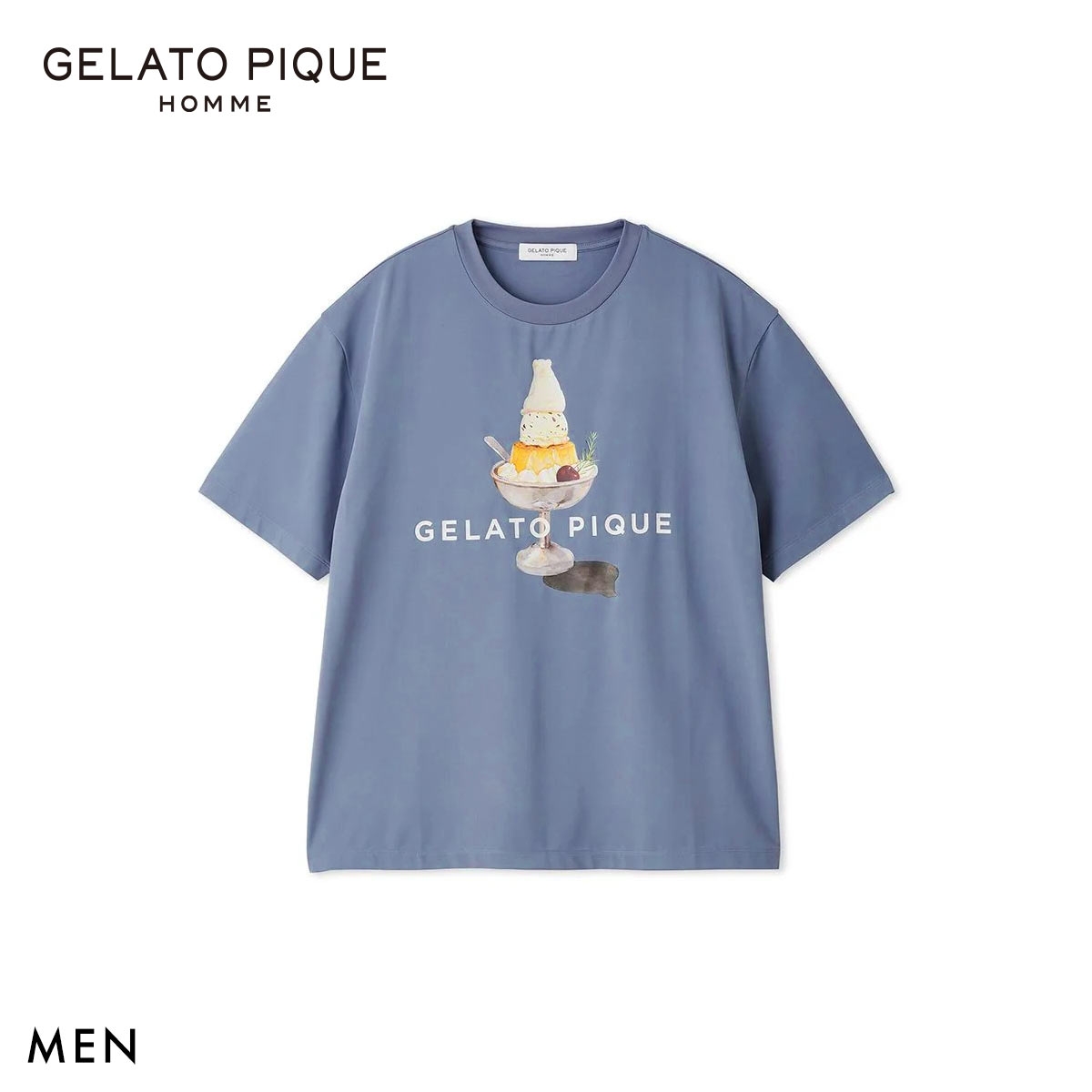 ジェラートピケ オム メンズ 接触冷感 抗菌防臭 シロクマプリンTシャツ ジェラピケ パジャマ GELATO PIQUE HOMME(NV-ネイビー-M)