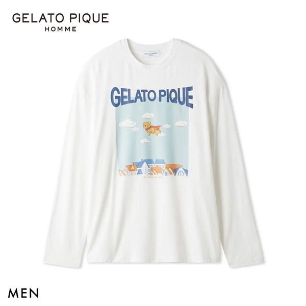 ジェラートピケ オム メンズ 抗菌防臭 レーヨンヒーローベアプリントロンT ジェラピケ ルームウェア GELATO PIQUE HOMME