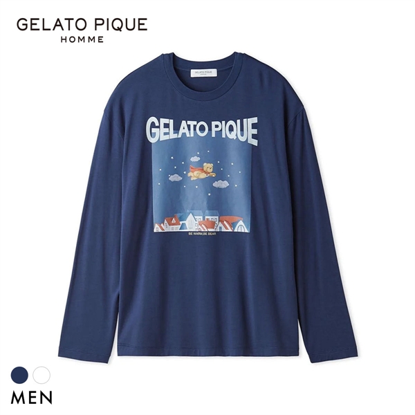 ジェラートピケ オム メンズ 抗菌防臭 レーヨンヒーローベアプリントロンT ジェラピケ ルームウェア GELATO PIQUE HOMME
