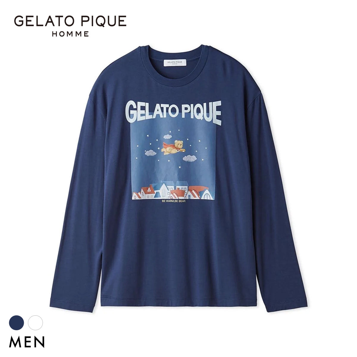 ジェラートピケ オム メンズ 抗菌防臭 レーヨンヒーローベアプリントロンT ジェラピケ ルームウェア GELATO PIQUE HOMME