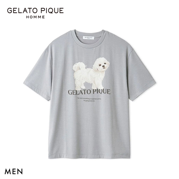ジェラートピケ オム メンズ お散歩ドッグワンポイントTシャツ ジェラピケ パジャマ GELATO PIQUE HOMME