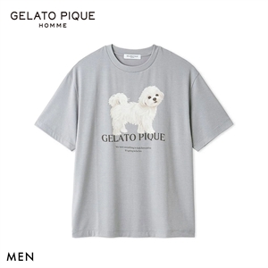 ジェラートピケ オム メンズ お散歩ドッグワンポイントTシャツ ジェラピケ パジャマ GELATO PIQUE HOMME