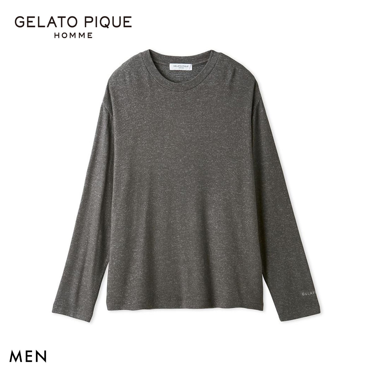 ジェラートピケ オム メンズ スノークルーネックロンT ジェラピケ パジャマ ルームウェア gelato pique HOMME(DGY-濃グレー-M)