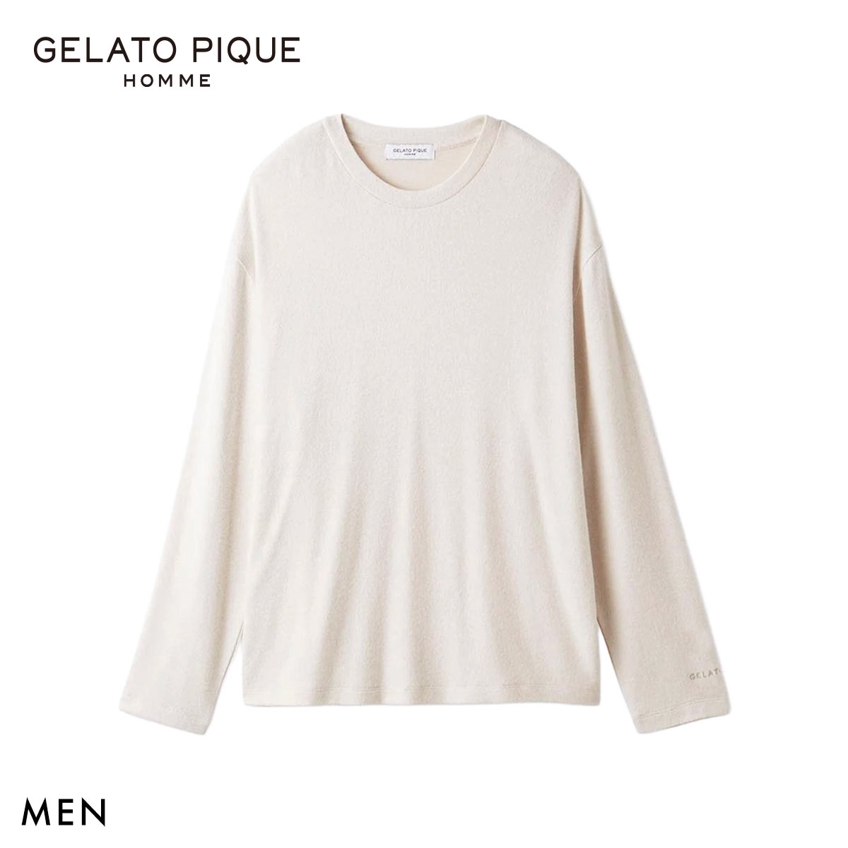 ジェラートピケ オム メンズ スノークルーネックロンT ジェラピケ パジャマ ルームウェア gelato pique HOMME(OM-オートミール-M)