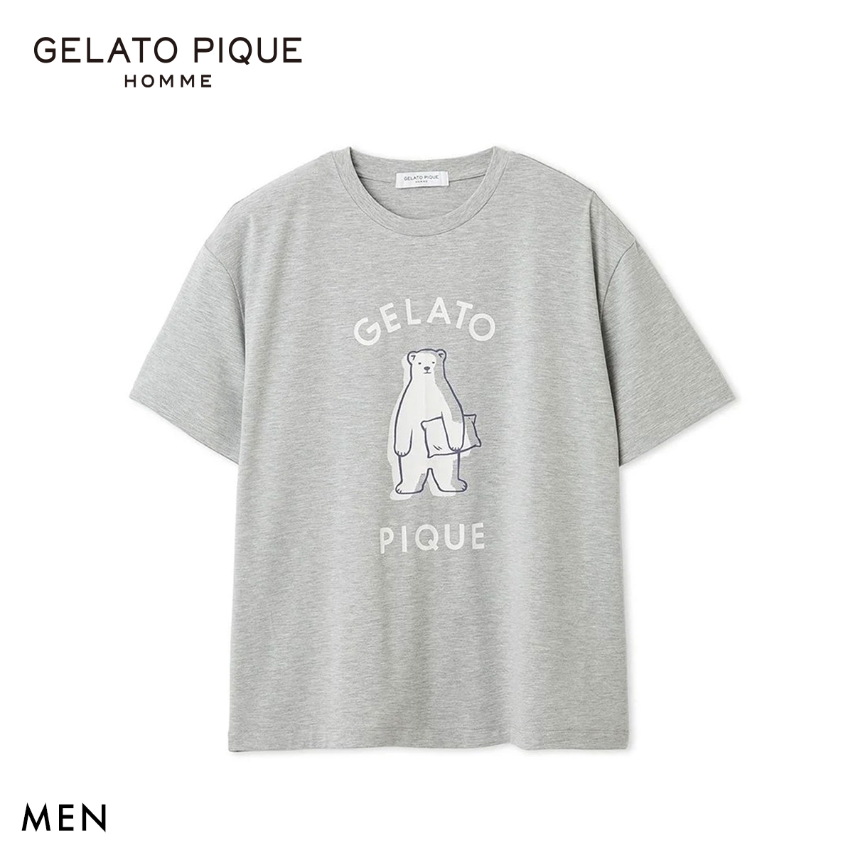 ジェラートピケ オム メンズ IFMC. ワンポイントTシャツ ジェラピケ パジャマ GELATO PIQUE HOMME(GY-グレー-M)