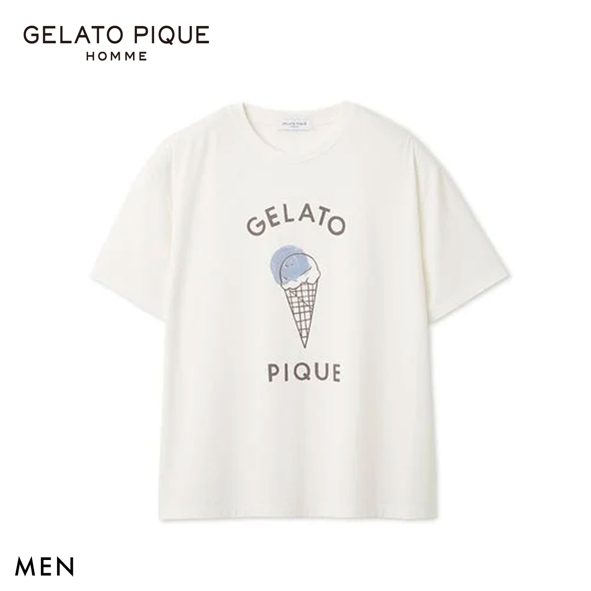 ジェラートピケ オム メンズ IFMC. ワンポイントTシャツ ジェラピケ パジャマ GELATO PIQUE HOMME(OW-オフホワイト-M)