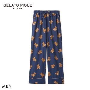 ジェラートピケ オム メンズ HOLIDAY ベア柄ネルロングパンツ ジェラピケ パジャマ ルームウェア gelato pique HOMME