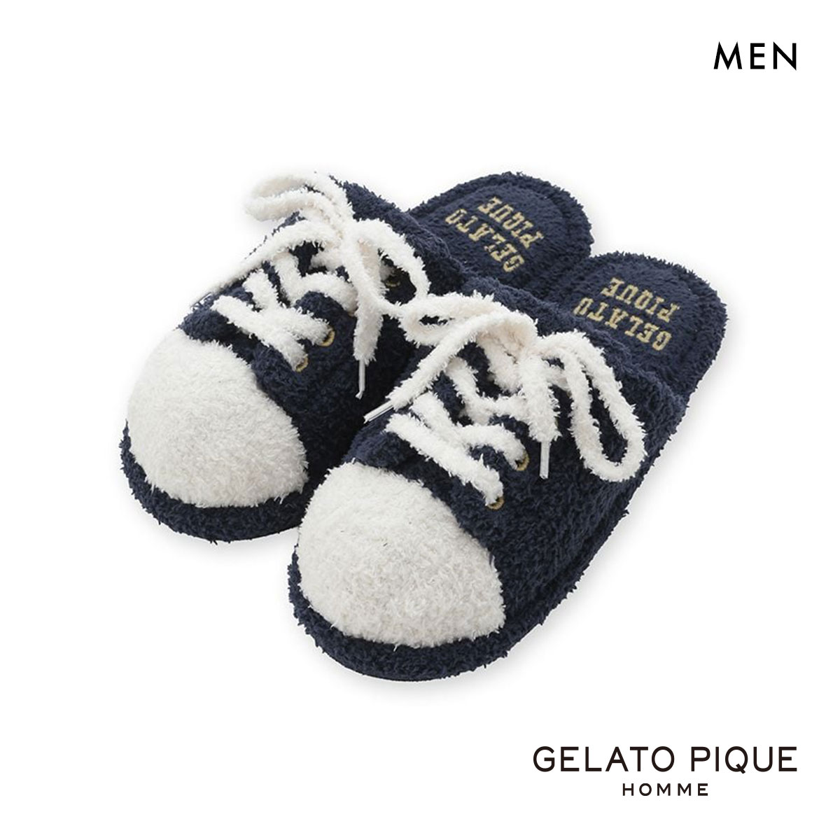 ジェラートピケ オム メンズ スポーティーベアスニーカー風ルームシューズ ジェラピケ gelato pique HOMME(NV-ネイビー-Free)