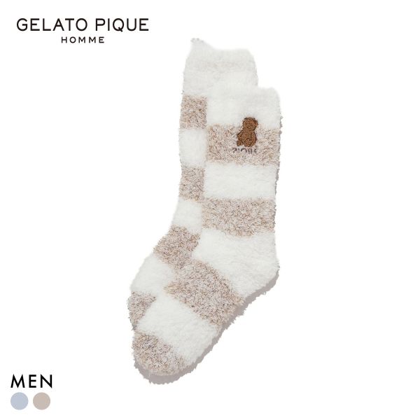ジェラートピケ オム メンズ ベアさがらメランジ2ボーダーソックス ジェラピケ gelato pique HOMME