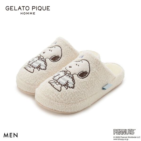 ジェラートピケ オム メンズ PEANUTS オリジナルアートルームシューズ ジェラピケ パジャマ ルームウェア gelato pique スヌーピー HOMME