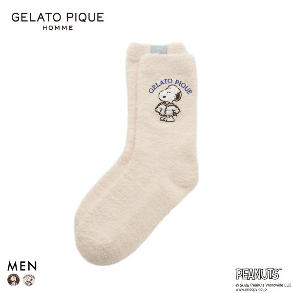 ジェラートピケ オム メンズ PEANUTS オリジナルアートソックスジェラピケ パジャマ ルームウェア gelato pique スヌーピー HOMME