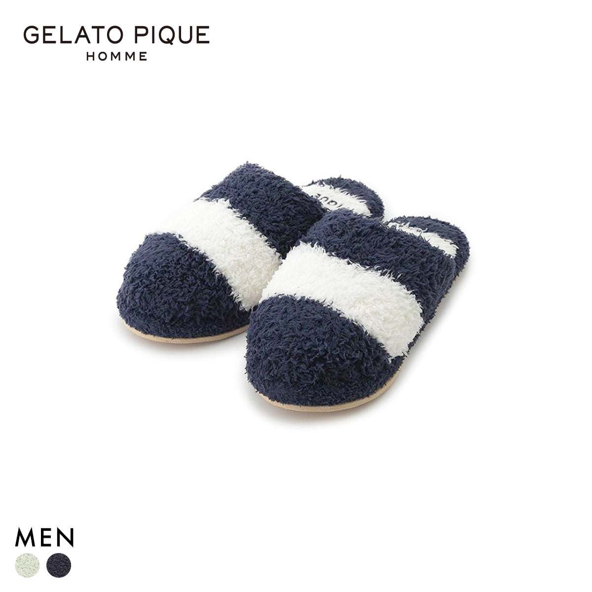 ジェラートピケ オム メンズ ジェラート2ボーダールームシューズ ジェラピケ gelato pique HOMME(NV-ネイビー-Free)