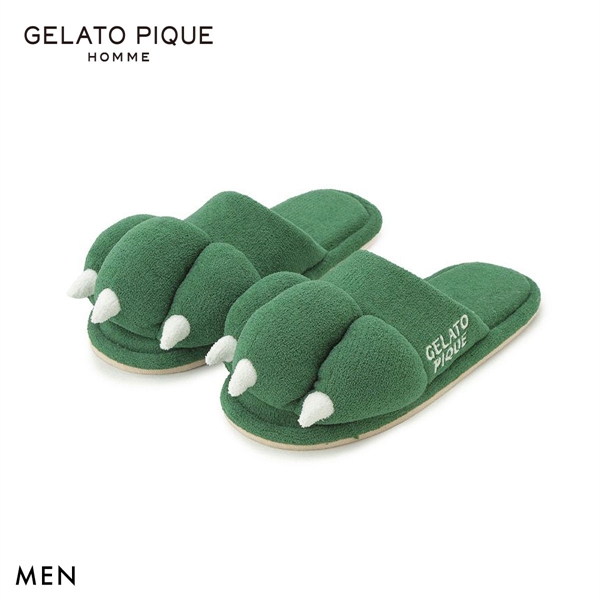 ジェラートピケ オム メンズ エアリーモコスリーピングダイナソーモチーフルームシューズ ジェラピケ gelato pique HOMME