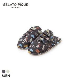 ジェラートピケ オム メンズ 接触冷感 PLANEDOG柄プリントルームシューズ ジェラピケ パジャマ GELATO PIQUE HOMME